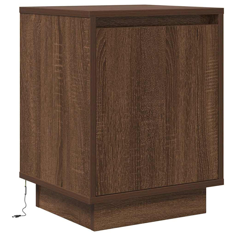 vidaXL barna tölgyszínű éjjeliszekrény LED-világítással 38x34x50 cm