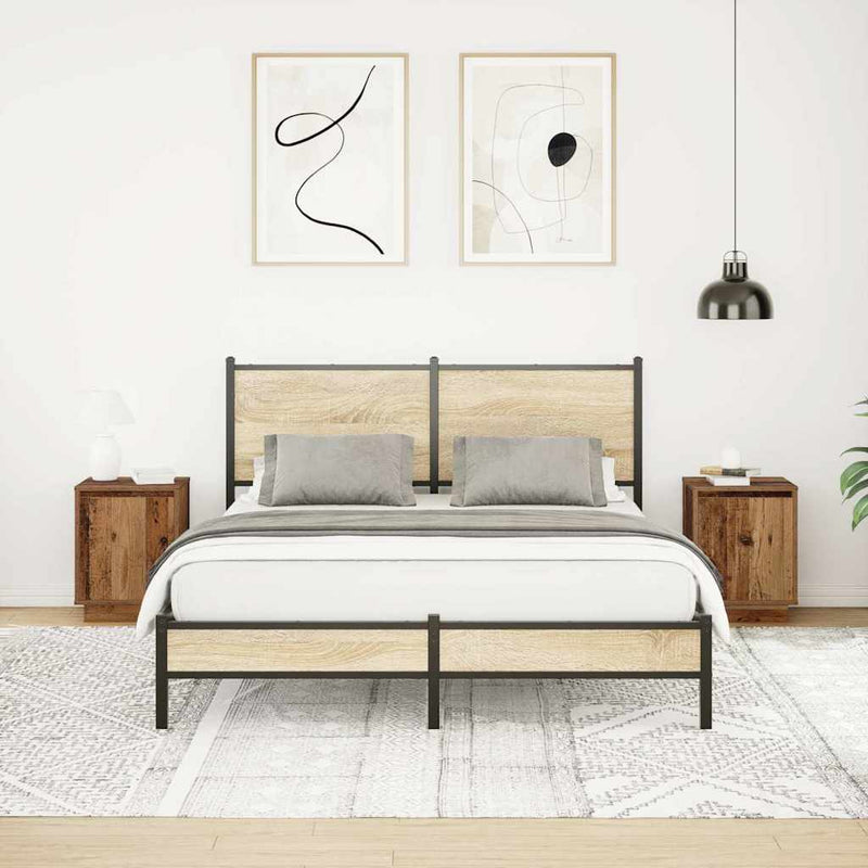 vidaXL 2 db antik fa éjjeliszekrények LED világítással 38x34x50 cm