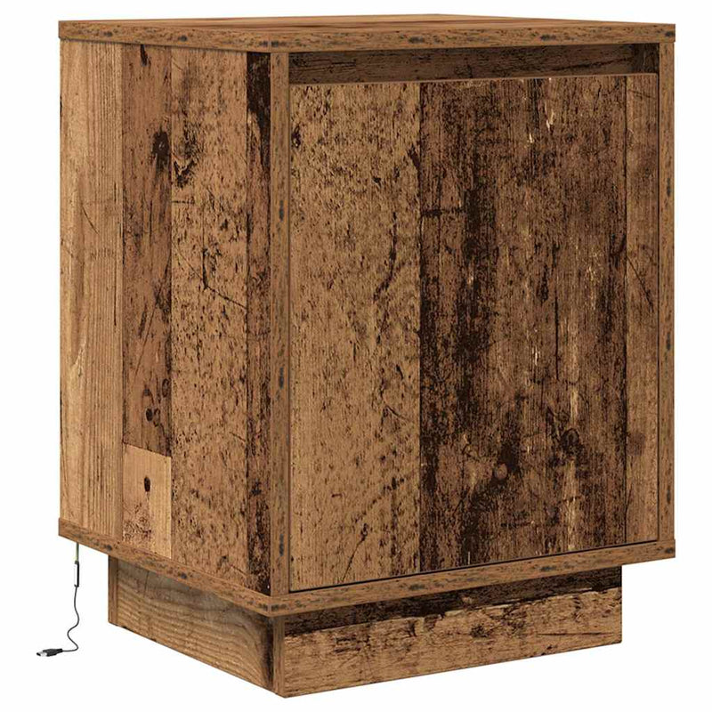 vidaXL 2 db antik fa éjjeliszekrények LED világítással 38x34x50 cm