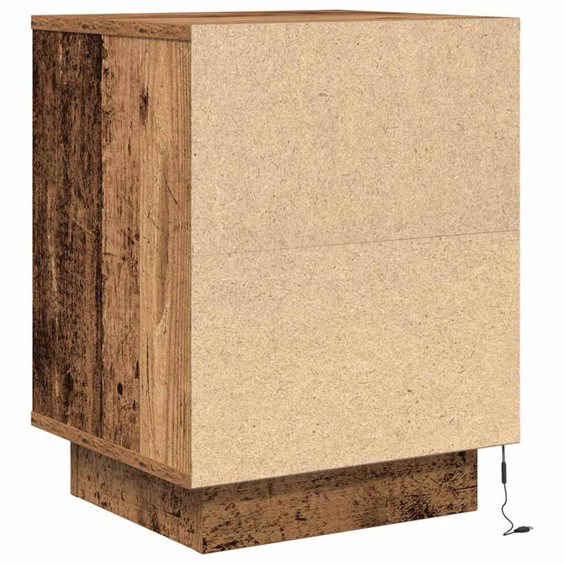 vidaXL 2 db antik fa éjjeliszekrények LED világítással 38x34x50 cm