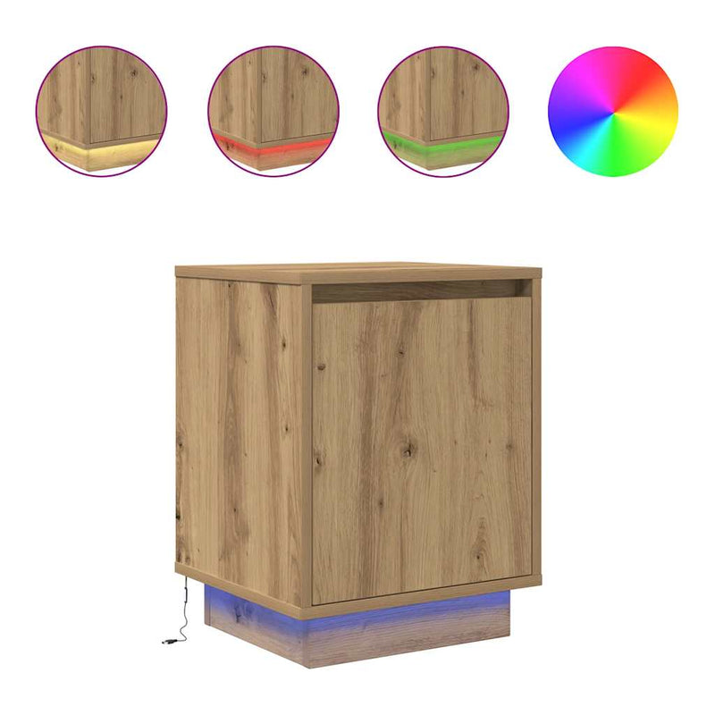 vidaXL 2 db éjjeliszekrények LED világítással 38x34x50 cm