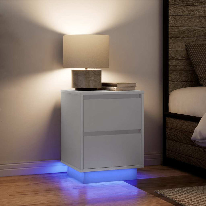 vidaXL éjjeliszekrény LED világítással Fehér 38x34x50 cm 38x34x50 cm