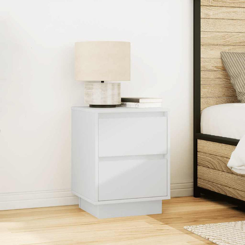 vidaXL 2 db fehér éjjeliszekrények LED világítással 38x34x50 cm