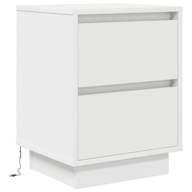 vidaXL 2 db fehér éjjeliszekrények LED világítással 38x34x50 cm