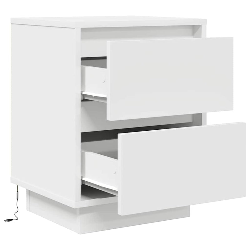 vidaXL 2 db fehér éjjeliszekrények LED világítással 38x34x50 cm