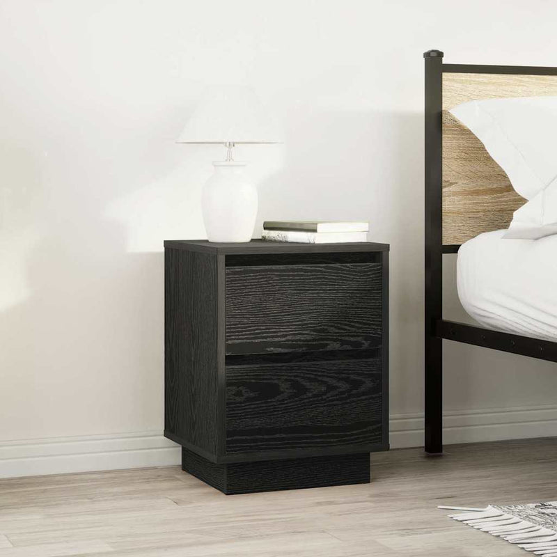 vidaXL 2 db fekete éjjeliszekrények LED világítással 38x34x50 cm