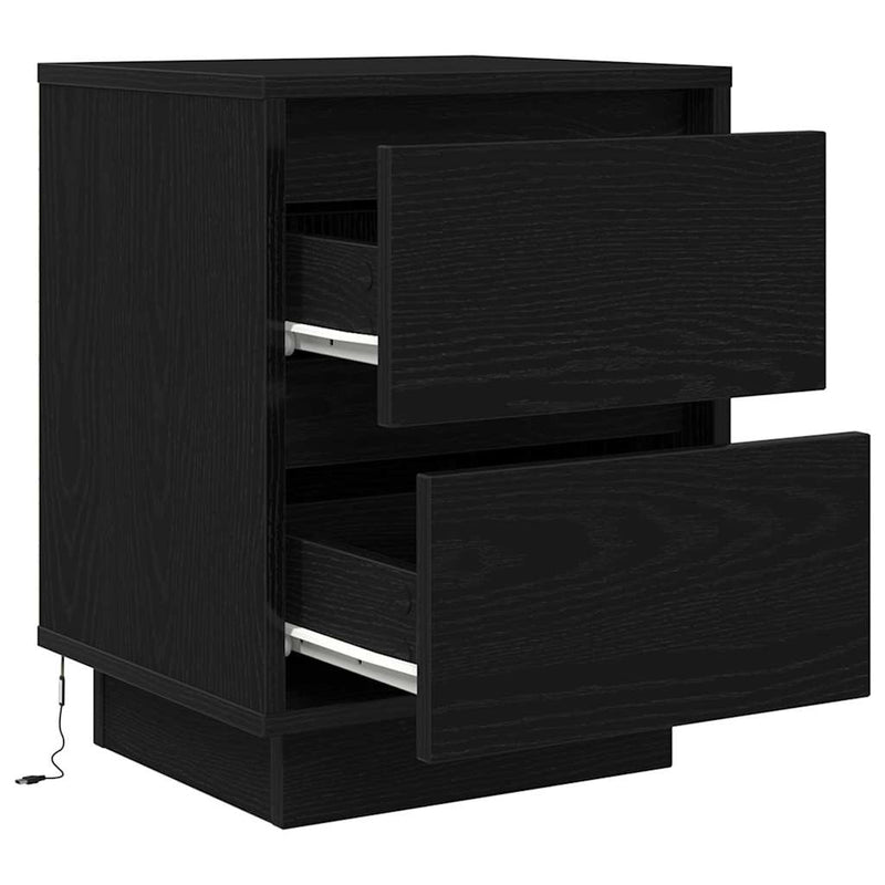 vidaXL 2 db fekete éjjeliszekrények LED világítással 38x34x50 cm