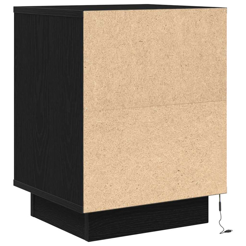 vidaXL 2 db fekete éjjeliszekrények LED világítással 38x34x50 cm