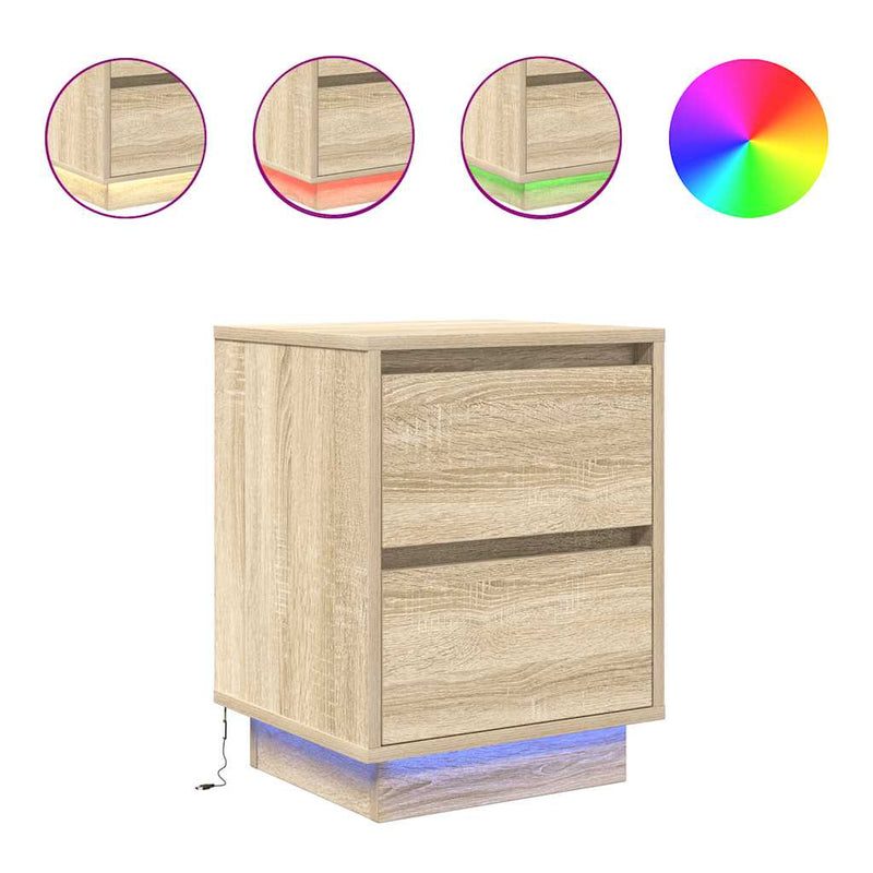 vidaXL 2 db éjjeliszekrények LED világítással 38x34x50 cm