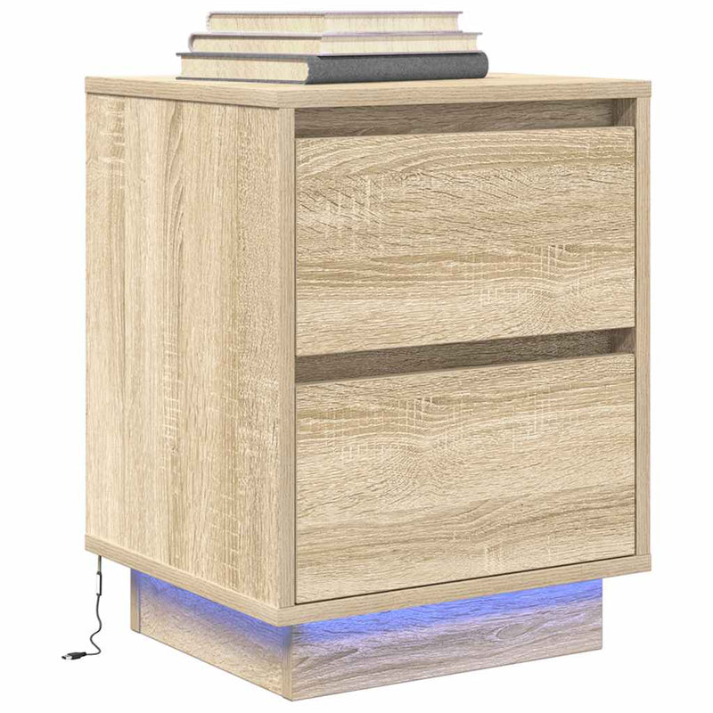 vidaXL 2 db éjjeliszekrények LED világítással 38x34x50 cm