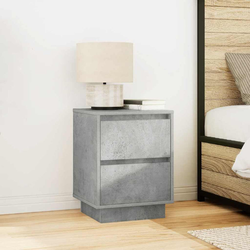 vidaXL 2 db betonszürke éjjeliszekrény LED-fényekkel 38x34x50 cm