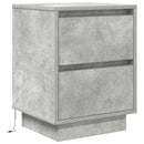 vidaXL 2 db betonszürke éjjeliszekrény LED-fényekkel 38x34x50 cm