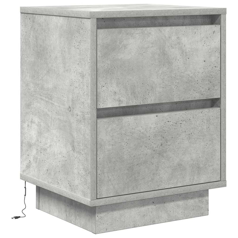 vidaXL 2 db betonszürke éjjeliszekrény LED-fényekkel 38x34x50 cm