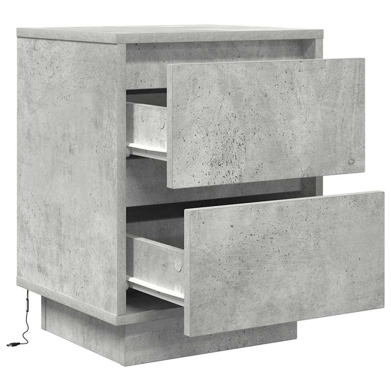 vidaXL 2 db betonszürke éjjeliszekrény LED-fényekkel 38x34x50 cm