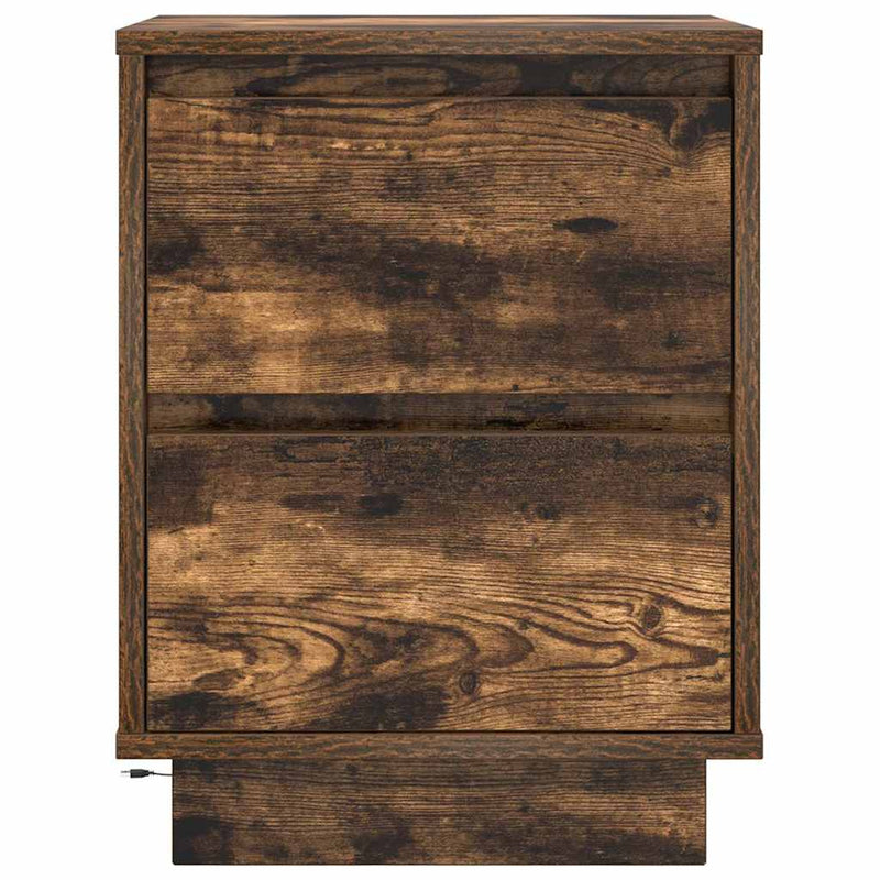 vidaXL 2 db füstölt tölgy éjjeliszekrények LED világítással 38x34x50cm