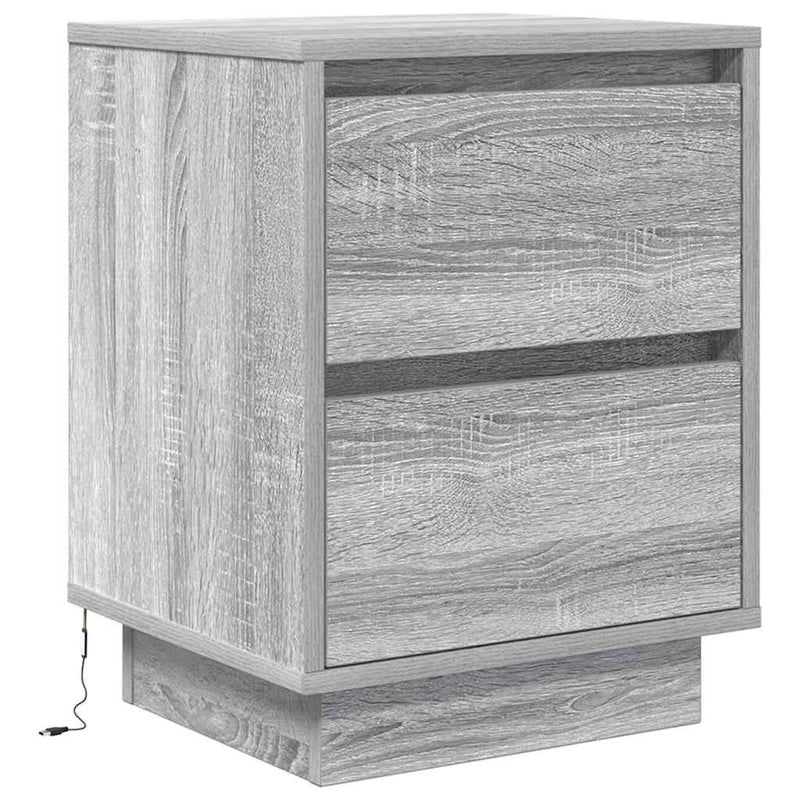 vidaXL szürke sonoma színű éjjeliszekrény LED-világítással 38x34x50 cm