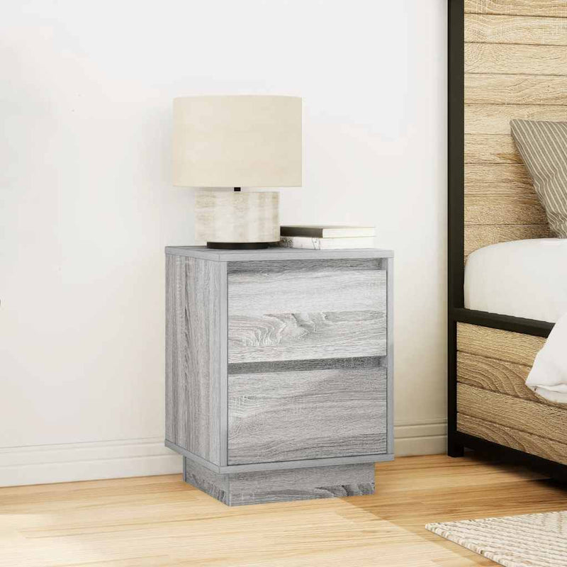 vidaXL szürke sonoma színű éjjeliszekrény LED-világítással 38x34x50 cm