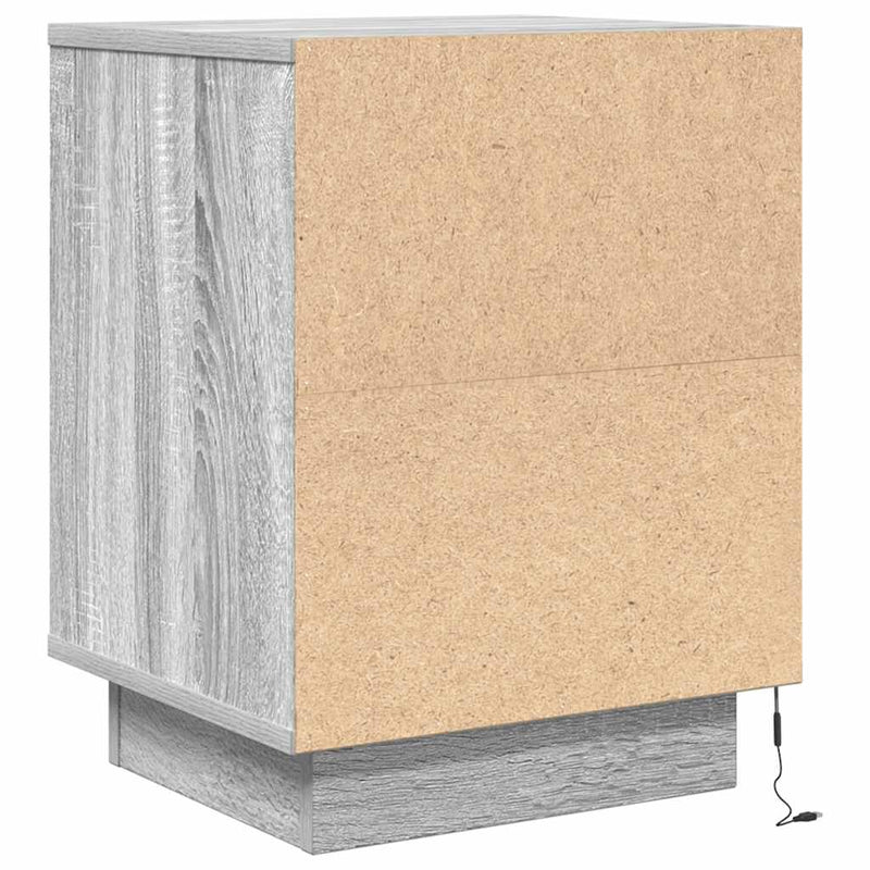 vidaXL szürke sonoma színű éjjeliszekrény LED-világítással 38x34x50 cm