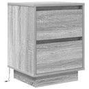 vidaXL 2 db szürke sonoma éjjeliszekrények LED világítással 38x34x50cm