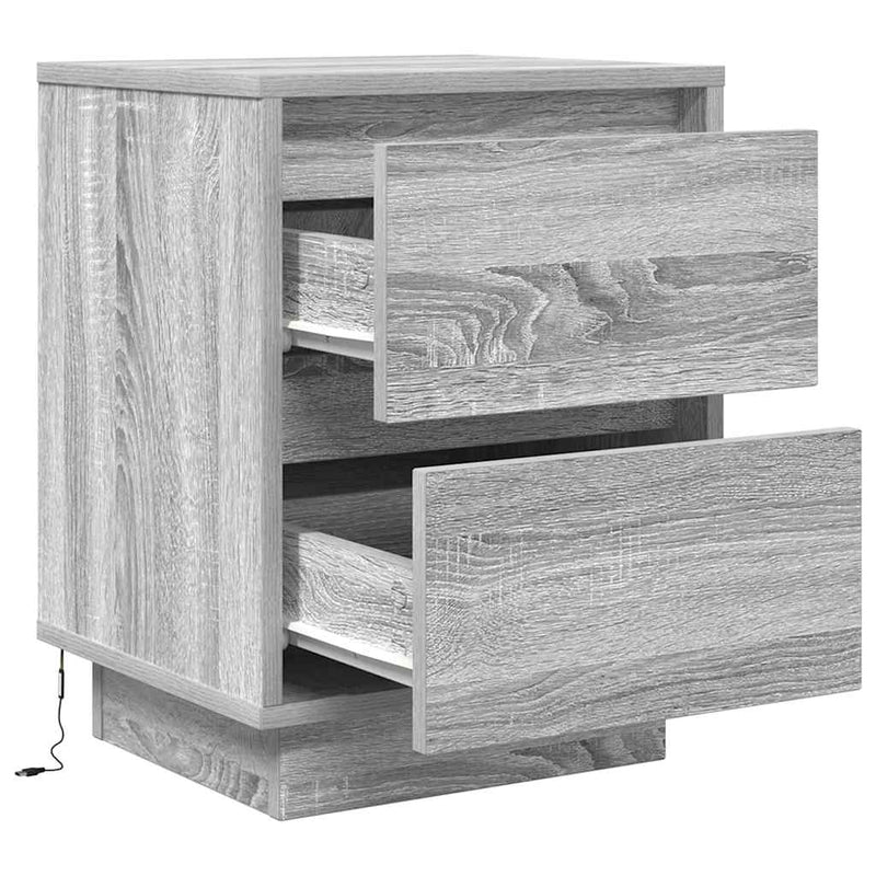 vidaXL 2 db szürke sonoma éjjeliszekrények LED világítással 38x34x50cm