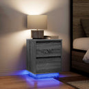 vidaXL 2 db szürke sonoma éjjeliszekrények LED világítással 38x34x50cm