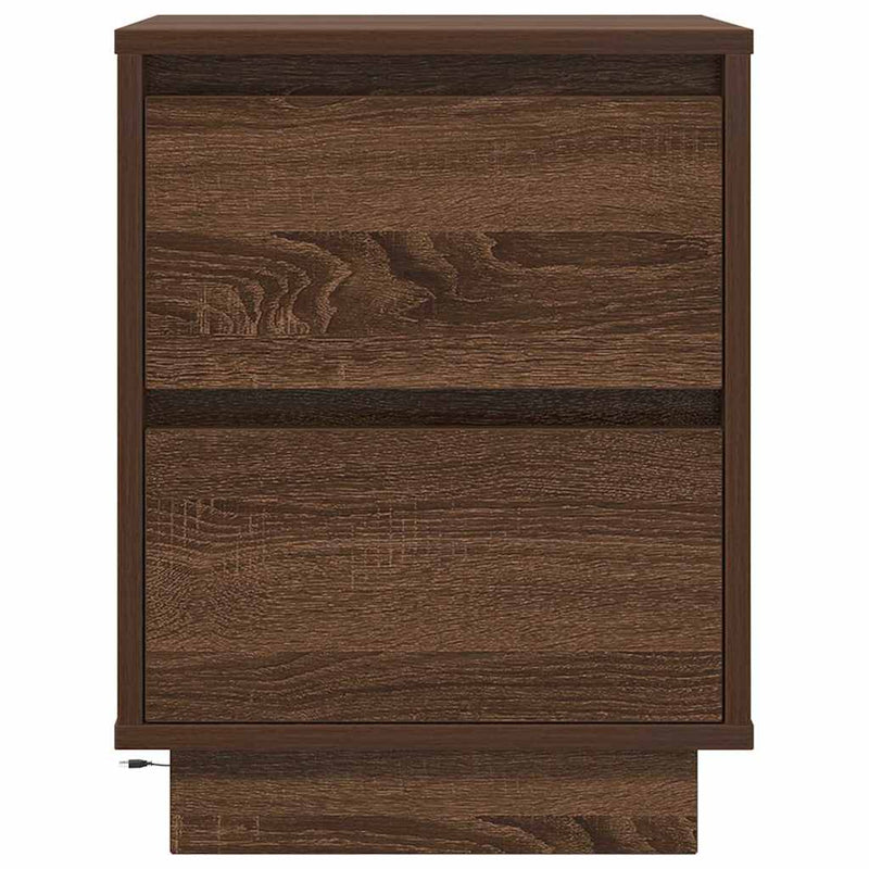 vidaXL 2 db barna tölgyfa éjjeliszekrények LED világítással 38x34x50cm