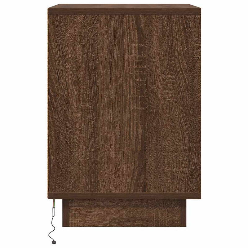 vidaXL 2 db barna tölgyfa éjjeliszekrények LED világítással 38x34x50cm