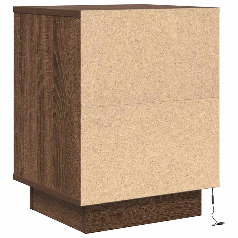 vidaXL 2 db barna tölgyfa éjjeliszekrények LED világítással 38x34x50cm