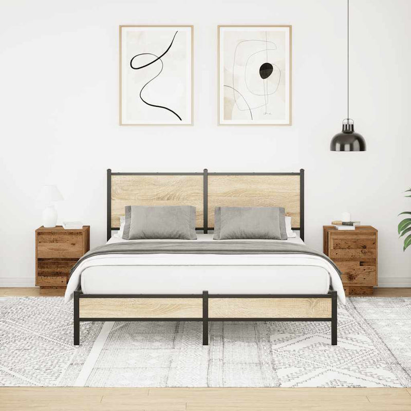 vidaXL 2 db antik fa éjjeliszekrények LED világítással 38x34x50 cm