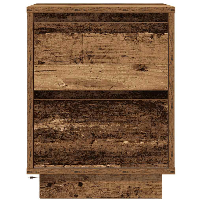 vidaXL 2 db antik fa éjjeliszekrények LED világítással 38x34x50 cm