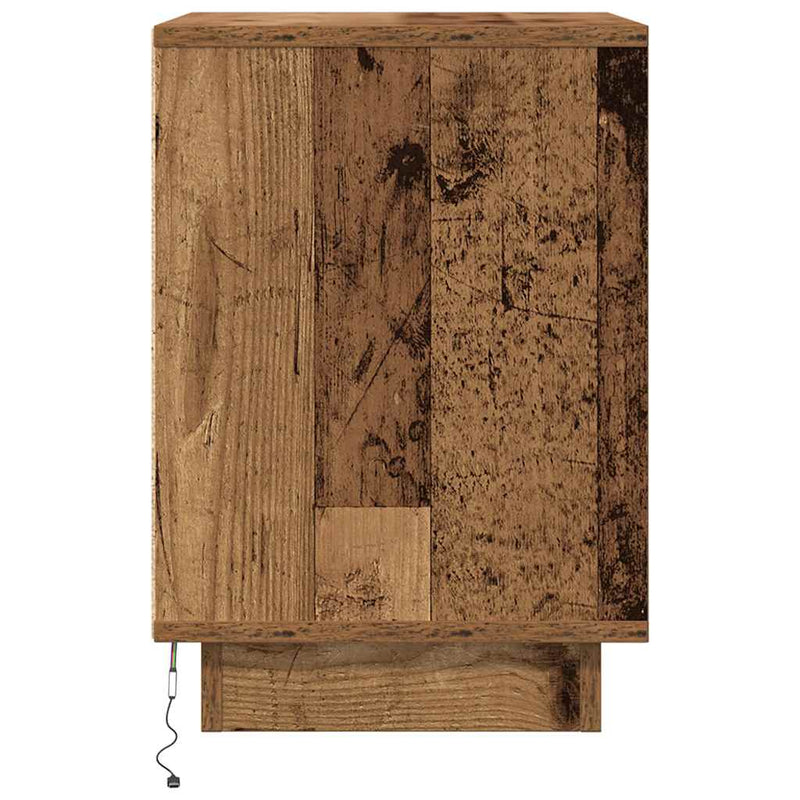 vidaXL 2 db antik fa éjjeliszekrények LED világítással 38x34x50 cm