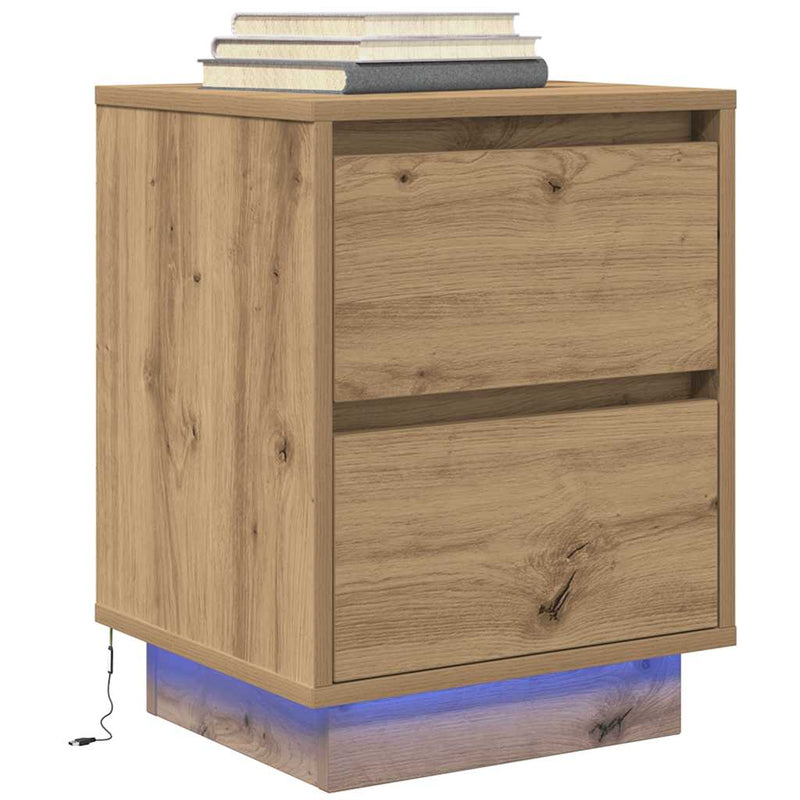 vidaXL 2 db éjjeliszekrények LED világítással 38x34x50 cm