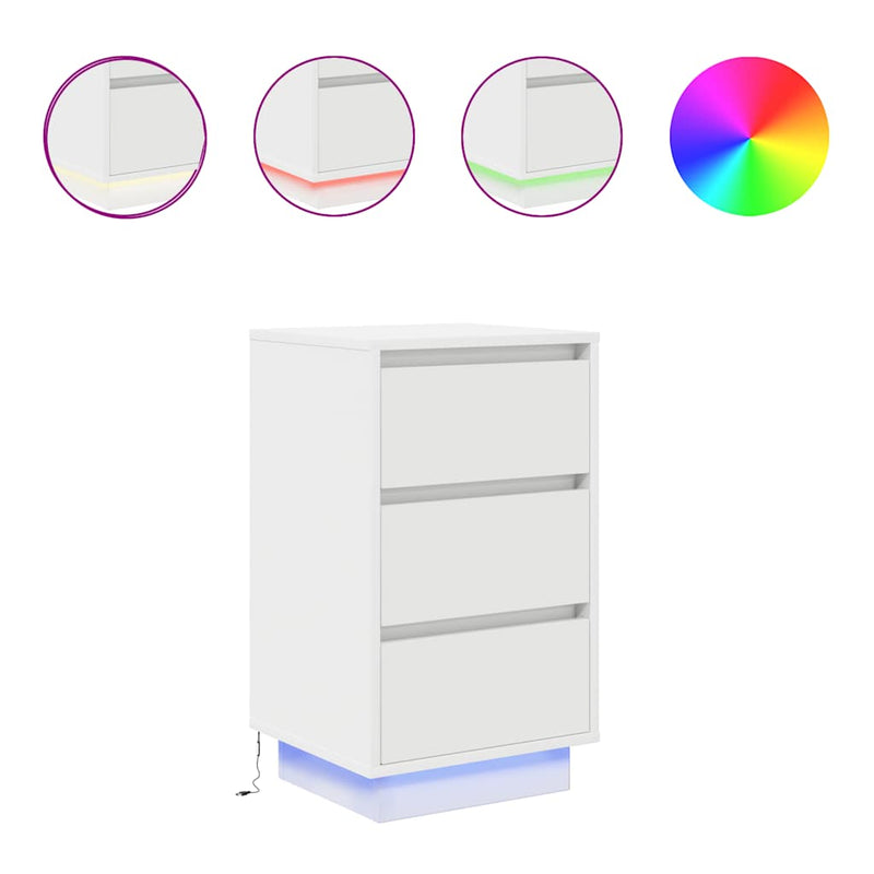 vidaXL éjjeliszekrény LED világítással Fehér 38x34x50 cm 38x34x65 cm
