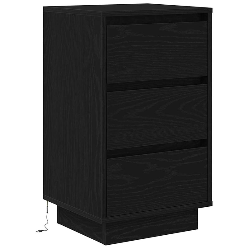 vidaXL fekete éjjeliszekrény LED-világítással 38x34x65 cm