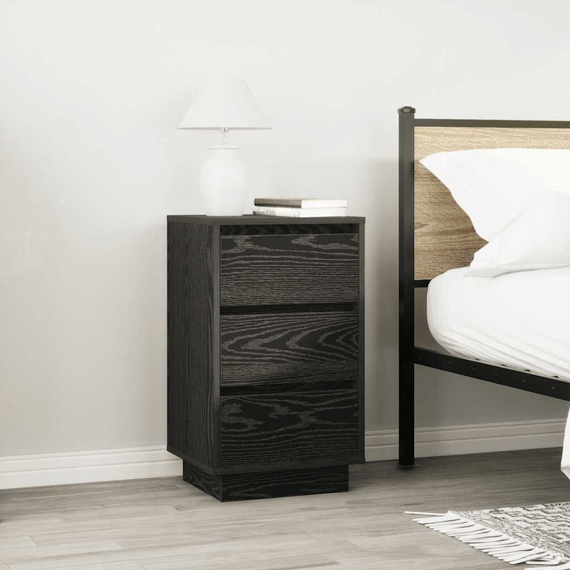 vidaXL fekete éjjeliszekrény LED-világítással 38x34x65 cm