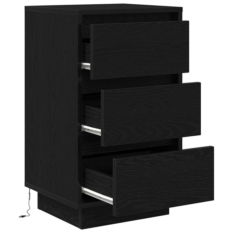 vidaXL fekete éjjeliszekrény LED-világítással 38x34x65 cm