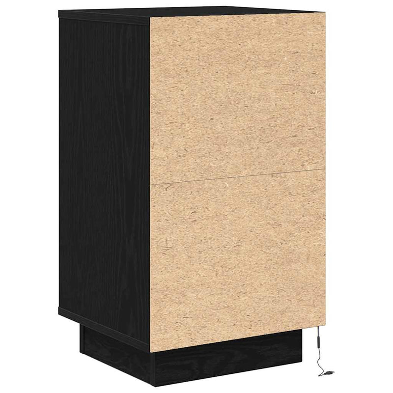 vidaXL fekete éjjeliszekrény LED-világítással 38x34x65 cm