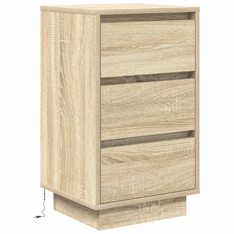 vidaXL sonoma tölgy színű éjjeliszekrény LED-ekkel 38x34x65 cm