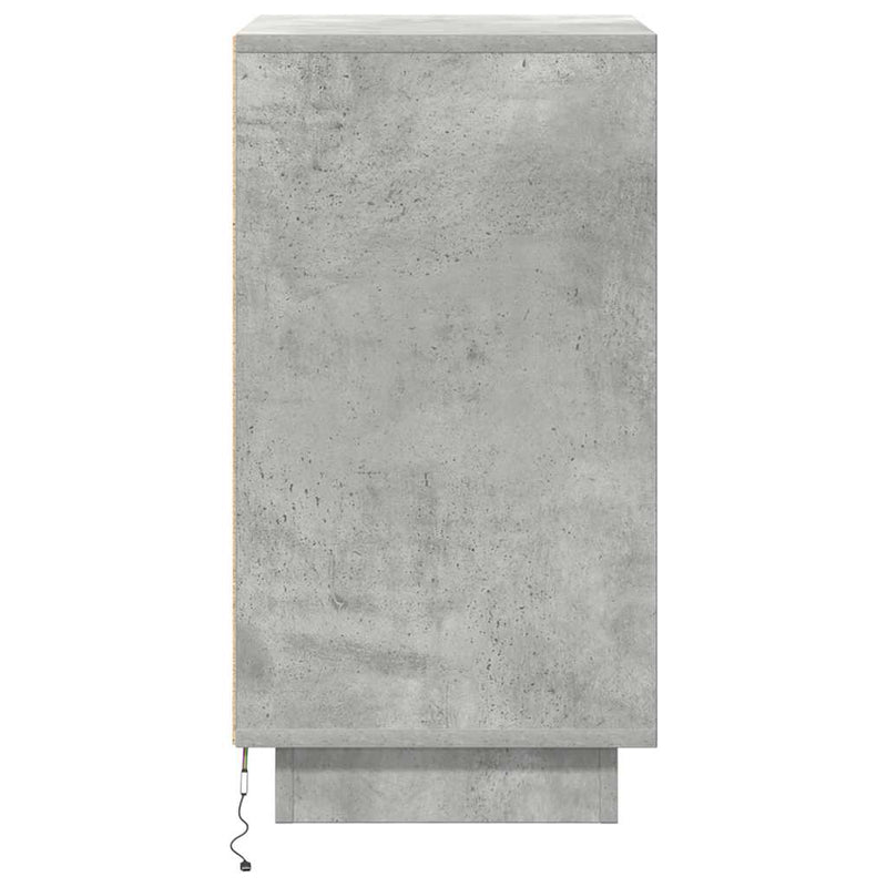 vidaXL betonszürke éjjeliszekrény LED-világítással 38x34x65 cm