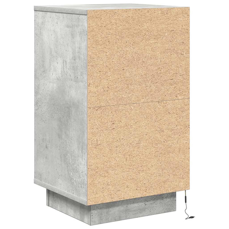 vidaXL betonszürke éjjeliszekrény LED-világítással 38x34x65 cm