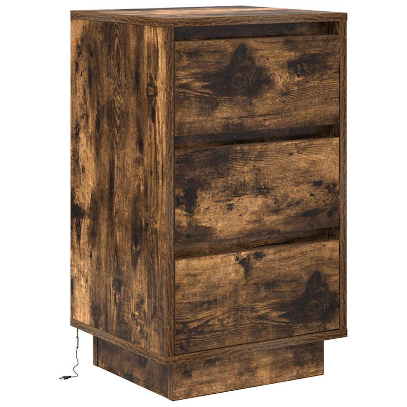 vidaXL füstös tölgy színű éjjeliszekrény LED-világítással 38x34x65 cm
