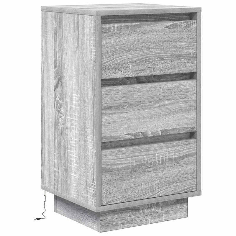 vidaXL szürke sonoma színű éjjeliszekrény LED-világítással 38x34x65 cm