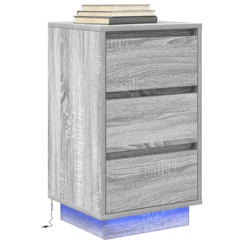 vidaXL szürke sonoma színű éjjeliszekrény LED-világítással 38x34x65 cm