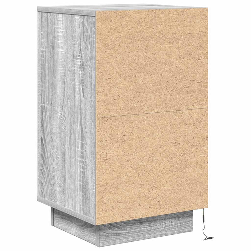 vidaXL szürke sonoma színű éjjeliszekrény LED-világítással 38x34x65 cm