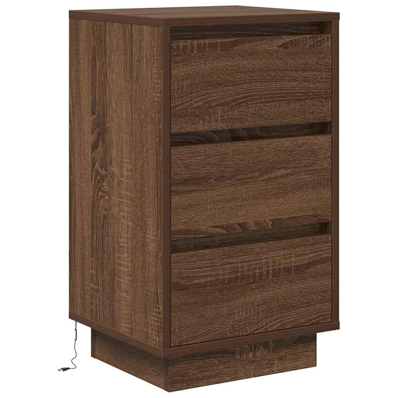 vidaXL barna tölgyszínű éjjeliszekrény LED-világítással 38x34x65 cm