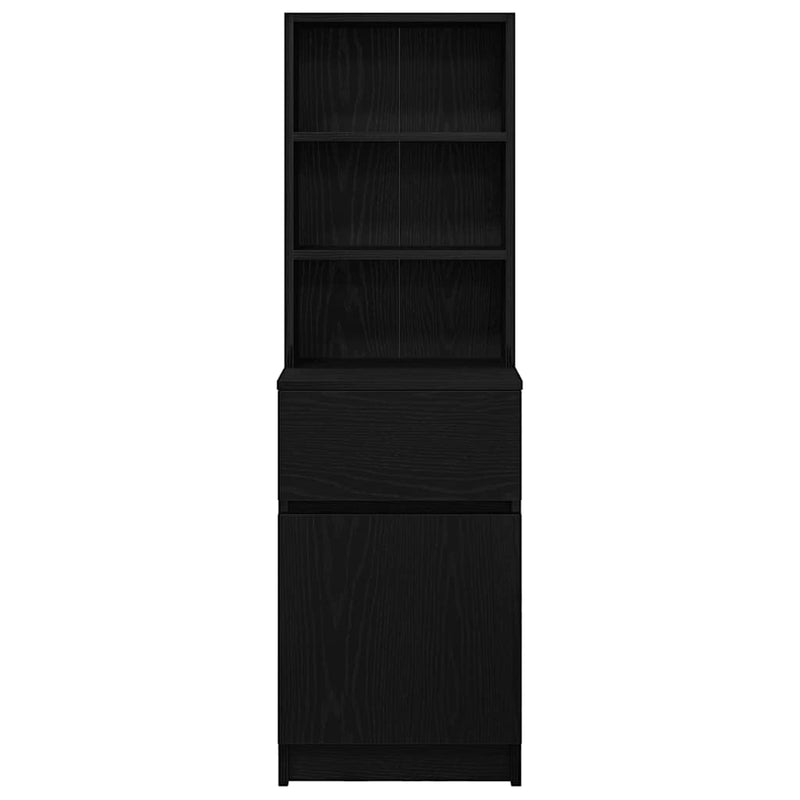 vidaXL fekete szerelt fa éjjeliszekrény 39x35x125 cm