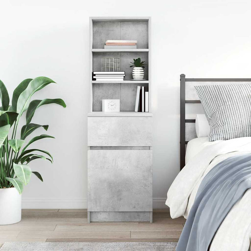 vidaXL betonszürke szerelt fa éjjeliszekrény 39x35x125 cm