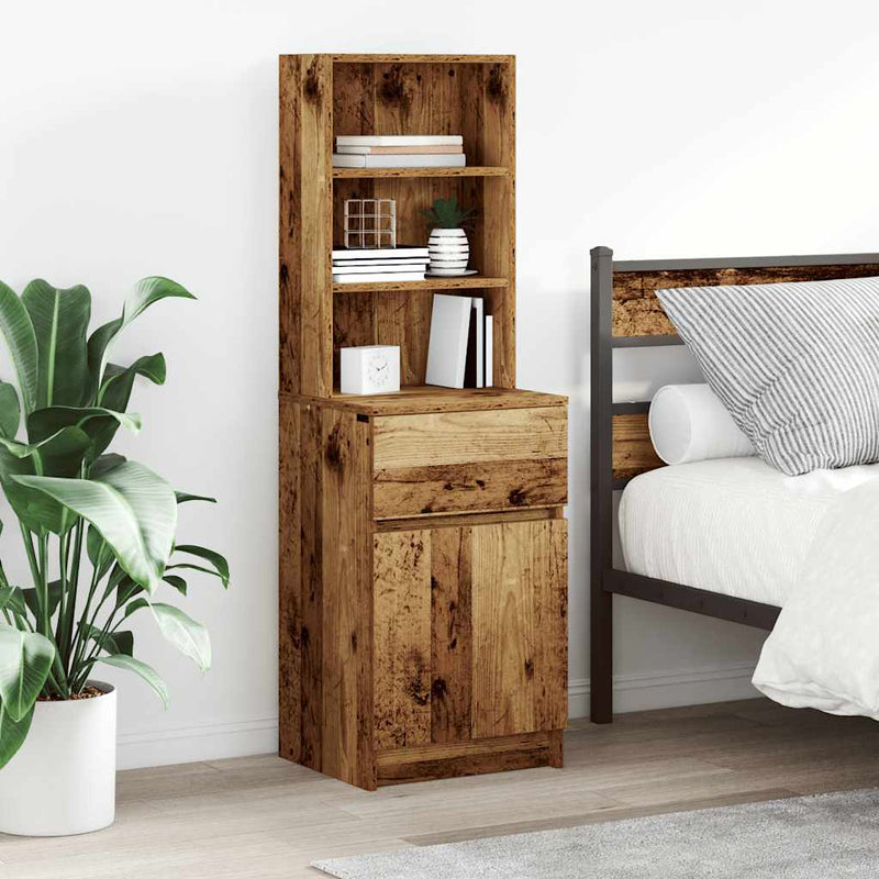 vidaXL antik fa színű szerelt fa éjjeliszekrény 39x35x125 cm