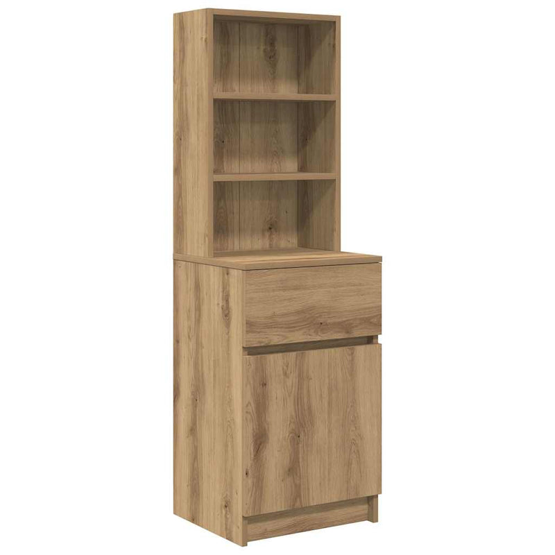 vidaXL kézműves tölgy színű szerelt fa éjjeliszekrény 39x35x125 cm