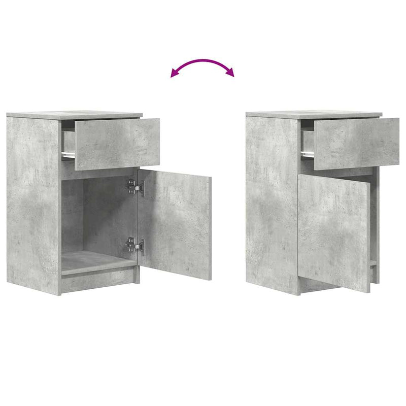 vidaXL 2 db betonszürke szerelt fa éjjeliszekrény 39x35x65 cm